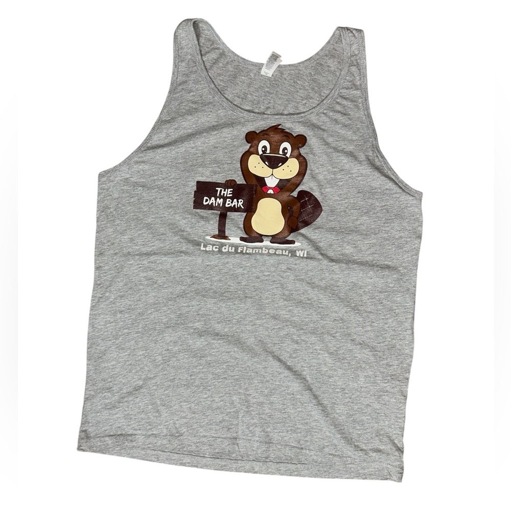 Bella Canvas Women Gray Cartoon Squirrel Tank Top Cotton 90% 10% polyester. Sz:M